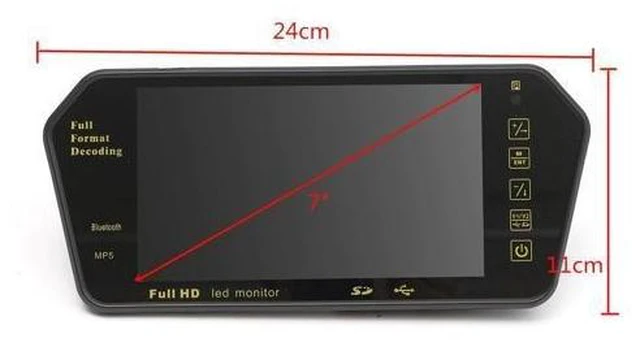 Alt view image 10 of 10 - 7 Inch bluetooth TFT LCD Color Mirror Monitor Viedo MP5 Player Remote Control Auto Car Rearview Backup Reversing Camera