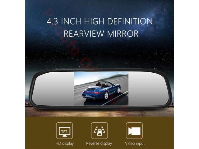 Alt view image 10 of 10 - 4.3" Car Rearview Mirror Monitor Auto Parking System + LED Night Vision Backup Reverse Camera CCD Car Rear View Camera