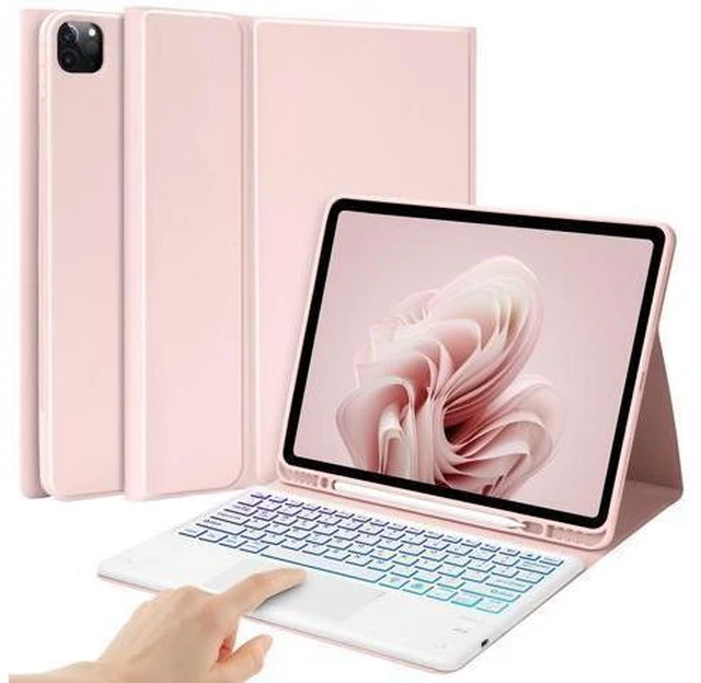 Alt view image 6 of 10 - BQSS Keyboard Case for iPad Air 13 inch(M2) 2024 Case with Keyboard for iPad Pro 12.9 inch 6th/5th/4th Gen Keyboard Cover Detachable Backlit Wireless Keyboard Case with Pencil Holder Pink