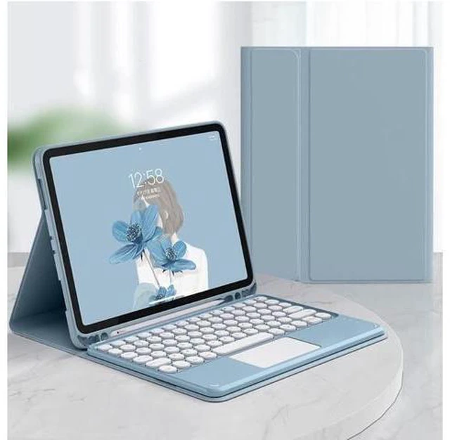 Alt view image 7 of 10 - HENGHUI Keyboard Case for iPad 11th Gen (A16 11" 2025)/ iPad 10th Generation 10.9" 2022 Case with Cute Round Key Candy Color Touchpad Keyboard (Blue)