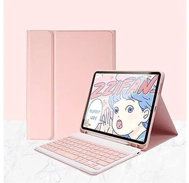 Alt view image 7 of 10 - YEEHi iPad Mini 6th Generation Keyboard Case Cute Color Keyboard iPad Mini 6 2021 Detachable Bluetooth Keyboard Cover with Pencil Holder (Pink)