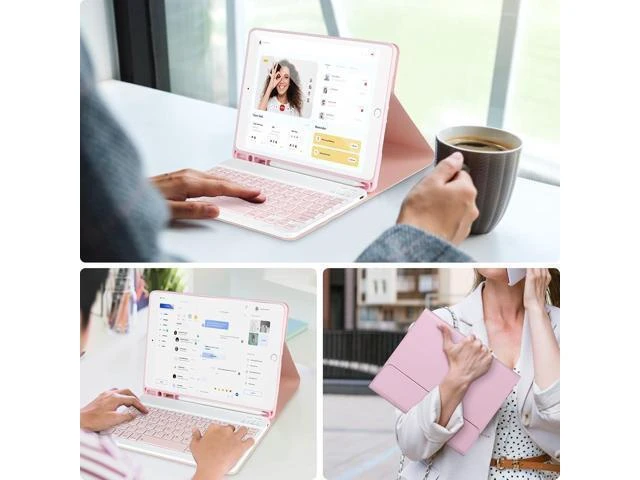 Alt view image 13 of 13 - Keyboard Case for iPad 9/8/7th Gen 10.2,Case with Keyboard ipad 10.2 inch,Keyboard for iPad 9th Gen,Detachable Bluetooth Keyboard for iPad 10.2 ,iPad keyboard Case 9th Gen with Pencil Holder,Pink
