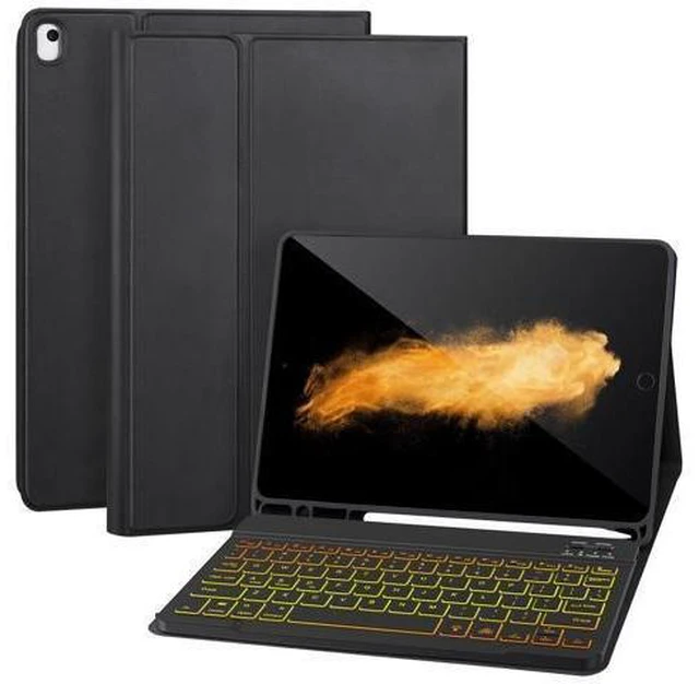 Alt view image 6 of 10 - Keyboard Case for iPad 9/8/7th Gen 10.2,Case with Keyboard iPad 10.2'',Keyboard for iPad 9th Gen,7 Color Backlit Bluetooth Keyboard for iPad 10.2,iPad keyboard Case 9th Gen with Pencil Holder,Black-L