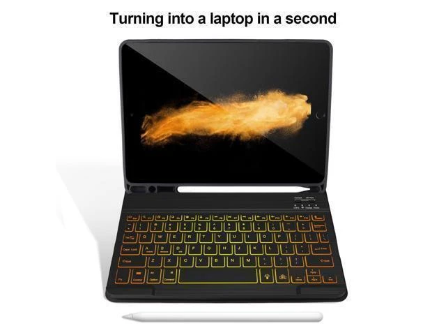 Alt view image 9 of 10 - Keyboard Case for iPad 9/8/7th Gen 10.2,Case with Keyboard iPad 10.2'',Keyboard for iPad 9th Gen,7 Color Backlit Bluetooth Keyboard for iPad 10.2,iPad keyboard Case 9th Gen with Pencil Holder,Black-L