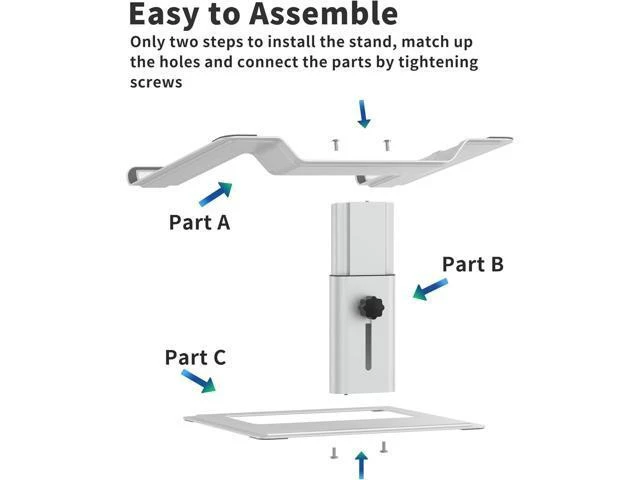 Alt view image 12 of 14 - Adjustable Laptop Stand for Desk Computer Stand Ergonomic Laptop Riser Holder Compatible with 10 to 17.3 Inches Notebook PC Computer Aluminum Silver