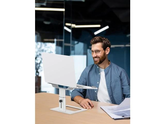 Alt view image 14 of 14 - Adjustable Laptop Stand for Desk Computer Stand Ergonomic Laptop Riser Holder Compatible with 10 to 17.3 Inches Notebook PC Computer Aluminum Silver