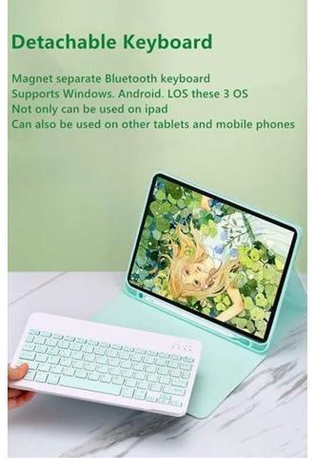 Alt view image 10 of 10 - iPad 10th Generation 2022 Keyboard Case Cute Color Keyboard Detachable Bluetooth Keyboard Cover with Pencil Holder for iPad 10 10.9 inch (Yellow)