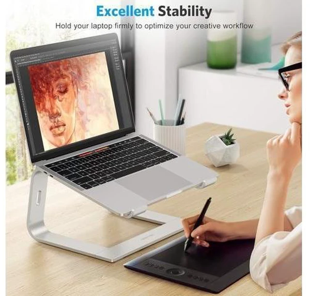 Alt view image 10 of 14 - Laptop Stand Detachable Laptop Mount Aluminum Laptop Holder Stand for Desk Compatible with MacBook Air/Pro HP and All Laptops (11-16 inch) Silver