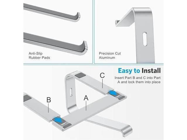 Alt view image 12 of 14 - Laptop Stand Detachable Laptop Mount Aluminum Laptop Holder Stand for Desk Compatible with MacBook Air/Pro HP and All Laptops (11-16 inch) Silver