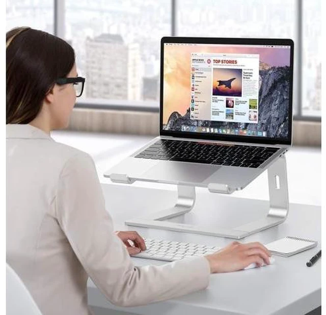 Alt view image 14 of 14 - Laptop Stand Detachable Laptop Mount Aluminum Laptop Holder Stand for Desk Compatible with MacBook Air/Pro HP and All Laptops (11-16 inch) Silver