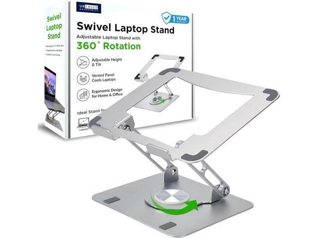 Alt view image 8 of 14 - Swivel Laptop Stand for Desk Adjustable Computer iPad Stand for Desk w/ 360 Rotation Portable Laptop Holder for Home Office Ergonomic Supplies