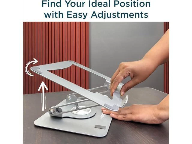 Alt view image 12 of 14 - Swivel Laptop Stand for Desk Adjustable Computer iPad Stand for Desk w/ 360 Rotation Portable Laptop Holder for Home Office Ergonomic Supplies