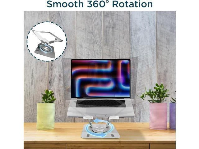 Alt view image 14 of 14 - Swivel Laptop Stand for Desk Adjustable Computer iPad Stand for Desk w/ 360 Rotation Portable Laptop Holder for Home Office Ergonomic Supplies