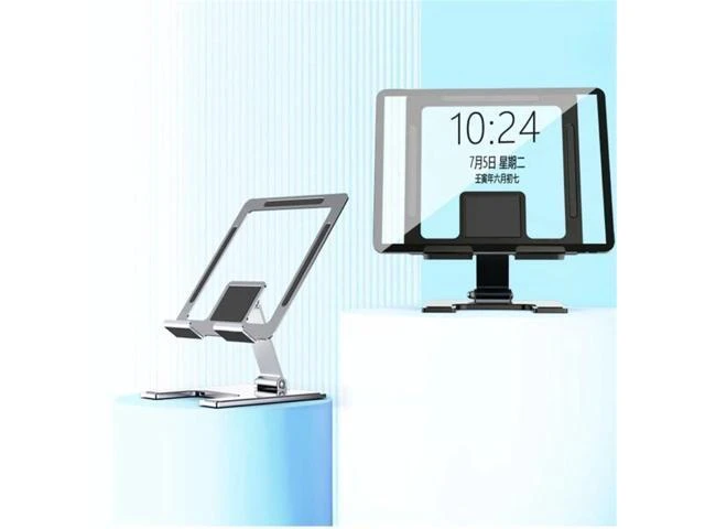 Alt view image 11 of 14 - Physowell Tablet Stand Holder Adjustable Tablet Stand for Desk Portable Monitors Stand Tablet Holder Travel Holder for Tablets Black