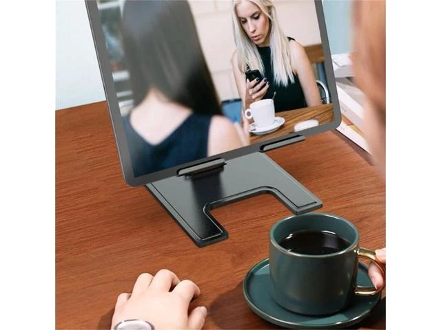Alt view image 14 of 14 - Physowell Tablet Stand Holder Adjustable Tablet Stand for Desk Portable Monitors Stand Tablet Holder Travel Holder for Tablets Black