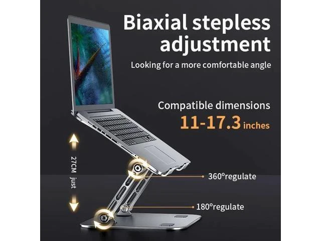 Alt view image 9 of 14 - Physowell Phone Tablet Stand Adjustable Aluminum Alloy laptop Tablet up to 17 "Laptop Portable Folding stand Cooling stand support Grey