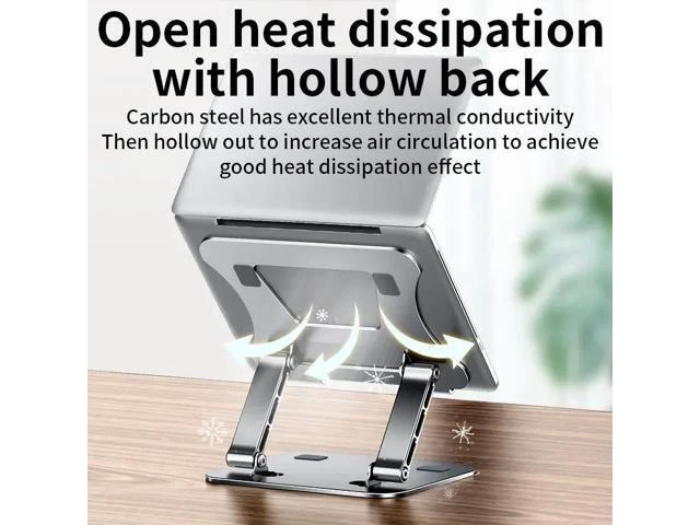 Alt view image 10 of 14 - Physowell Phone Tablet Stand Adjustable Aluminum Alloy laptop Tablet up to 17 "Laptop Portable Folding stand Cooling stand support Grey