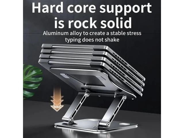 Alt view image 11 of 14 - Physowell Phone Tablet Stand Adjustable Aluminum Alloy laptop Tablet up to 17 "Laptop Portable Folding stand Cooling stand support Grey