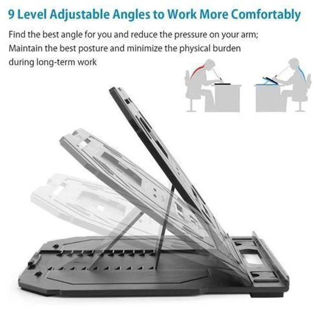 Alt view image 5 of 6 - Drawing Tablet Stand, Laptop Stand, Foldable Stand for Tablet Display, 9 Levels Adjustable Angles,for 12-17 Inch Tablet