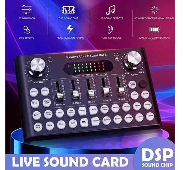 Alt view image 6 of 10 - 18 Sound Effects Dual DSP bluetooth Live Sound Card Webcast Headset Mic Voice Control for iOS Android Phone Computer