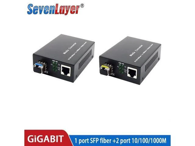 Alt view image 7 of 10 - Media Converter SFP Transceiver Module 20KM 1000Mbps Fast Ethernet RJ45 to Fiber Optic switch 2 port LC Mode 2PCS