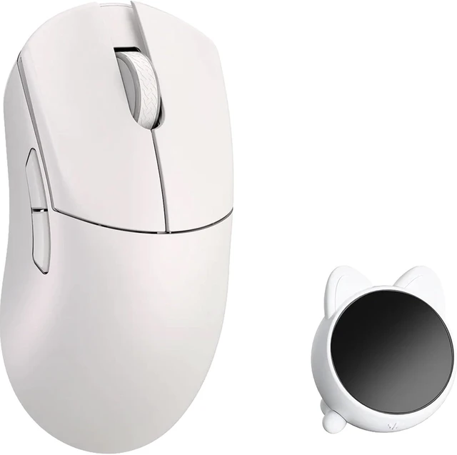 Alt view image 8 of 14 - WLMOUSE Huan 48g Ultra-Lightweight Magnesium Alloy Gaming Mouse,8K Voice & Display Receiver, Dual 8K Wireless/Wired, PAW3950HS Sensor, RGB Wheel Lighting, Nordic 54H20 (White(OM Switch))