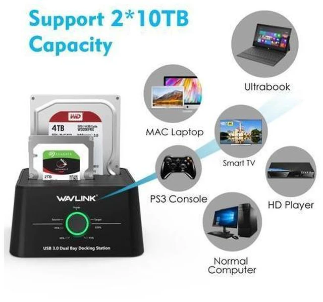 Alt view image 8 of 10 - HDD Docking Station Sata Hard Drive Enclosure SATA to USB 3.0 Adapter for 2.5 3.5 Inch SSD HDD Disk Case HD Box