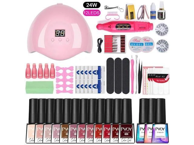 Alt view image 6 of 10 - Gel Nail Polish Set With Uv Lamp Led Dryer With 10/12/18/20 Pcs Nail Gel Lak Kit Nail Art Soak Off Nail Drill For Nail Tool