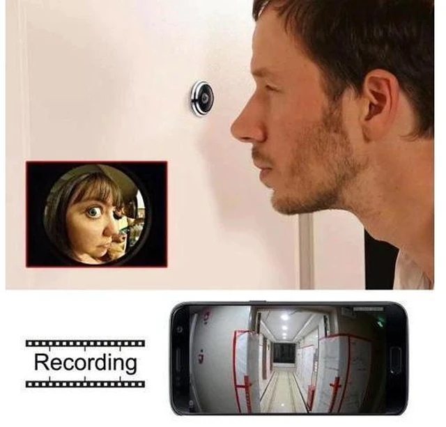 Alt view image 6 of 10 - Door Eye Hole Home 1080P 1.7mm Wide Angle FishEye Lens POE Network Mini Peephole Door IP Camera P2P iCsee APP for Phone