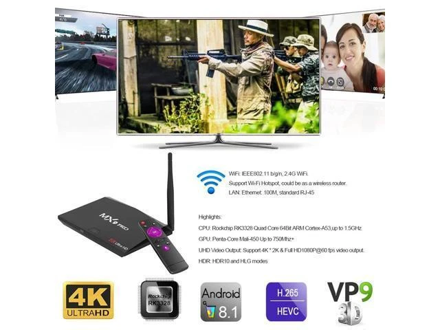 Alt view image 7 of 10 - Sale MX9 Pro Android 8.1 TV Box RK3328 Quad Core 64Bit 2G 16G UHD 4K TV BOX HDR 3D Mini PC WiFi Bluetooth 4.0 VS X96 MINI
