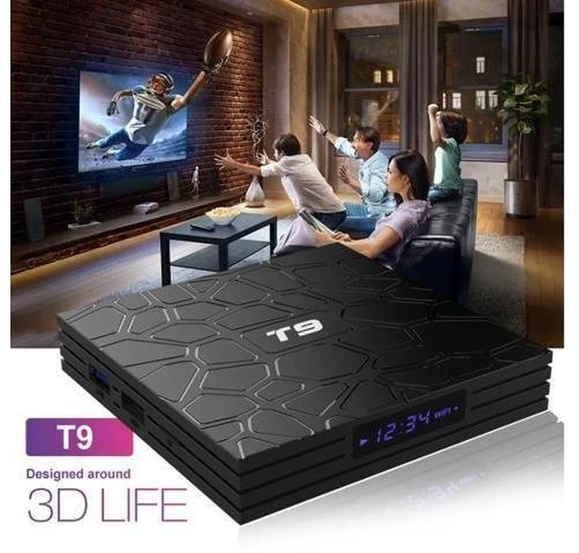 Alt view image 9 of 10 - 9.0 TV BOX T9 Smart TV Box 4K Quad Core Media Player 4GB RAM 32GB/64GB ROM H.265 2.4G/5G WIFI USB 3.0 TVbox Set Top Box