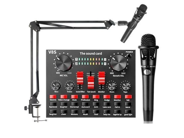 Alt view image 7 of 10 - Sound Card Voice Changer o DJ Mixer for Phone Computer Game iPad Karaoke Broadcast Recording Mic Sound Card Set