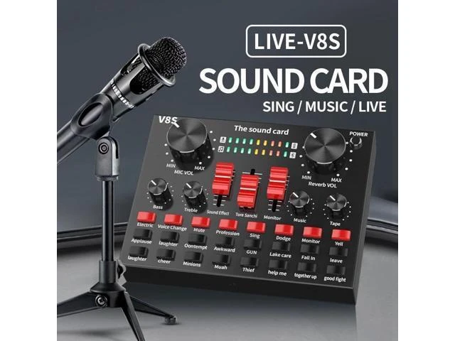 Alt view image 10 of 10 - Sound Card Voice Changer o DJ Mixer for Phone Computer Game iPad Karaoke Broadcast Recording Mic Sound Card Set