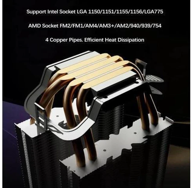 Alt view image 7 of 10 - 4PIN ARGB CPU Cooler Computer Radiator for Intel LGA 1150 1151 1155 1156 LGA775 Heatsink AURA SYNC Air CPU Cooler AM4