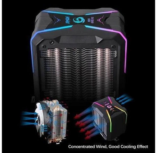 Alt view image 9 of 10 - 4PIN ARGB CPU Cooler Computer Radiator for Intel LGA 1150 1151 1155 1156 LGA775 Heatsink AURA SYNC Air CPU Cooler AM4