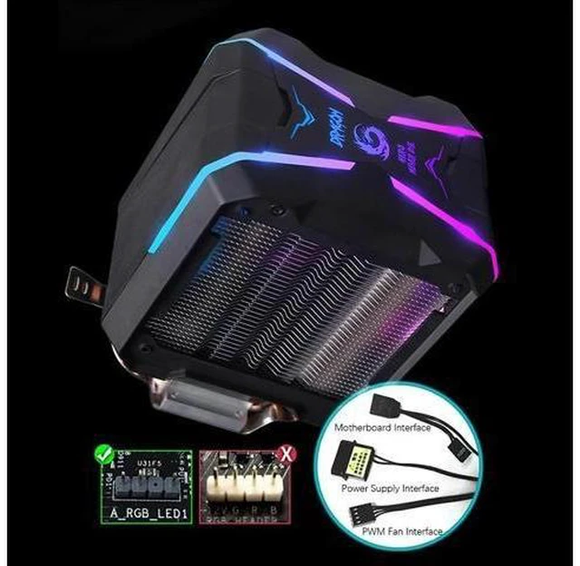 Alt view image 10 of 10 - 4PIN ARGB CPU Cooler Computer Radiator for Intel LGA 1150 1151 1155 1156 LGA775 Heatsink AURA SYNC Air CPU Cooler AM4