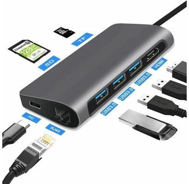 Alt view image 6 of 10 - C HUB Type C to Multi Thunderbolt 3 HUB Adapter Dock for MacBook Pro PD Accessories Splitter Port 3.0 Type C HUB