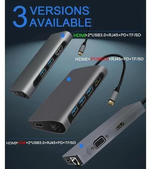 Alt view image 9 of 10 - C HUB Type C to Multi Thunderbolt 3 HUB Adapter Dock for MacBook Pro PD Accessories Splitter Port 3.0 Type C HUB