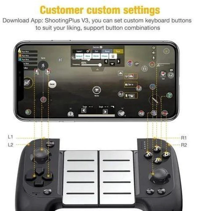 Alt view image 10 of 10 - High Qulity Smart Phone Game Bluetooth Mobile Controller Gamepad For Android IOS IPhone Game Telescopic Handle