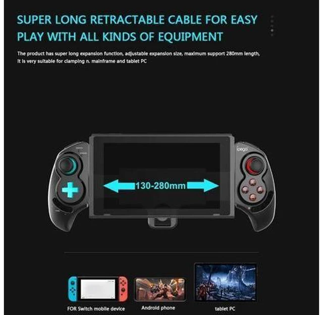 Alt view image 10 of 10 - PG-SW029 Telescopic Bluetooth Gamepad Joystick for Switch PS3 Android PC 6-Axis Vibration Wireless Game Controller