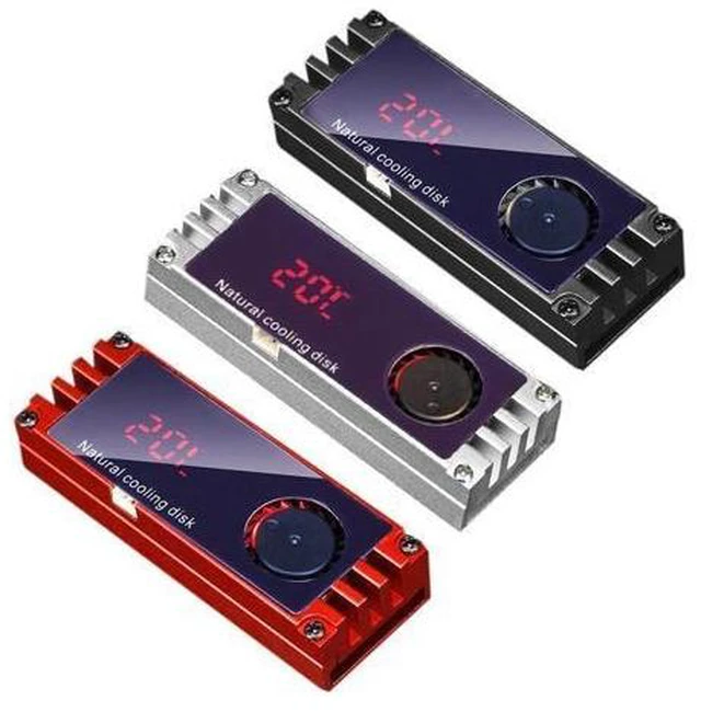 Alt view image 7 of 10 - SSD Heatsink Cooler Digital Temperature Display with Turbo Cooling Fan for 2280 22110 NVMe M2 Solid State Drive Thermal Pad