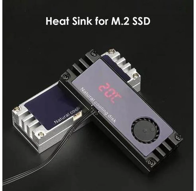 Alt view image 9 of 10 - SSD Heatsink Cooler Digital Temperature Display with Turbo Cooling Fan for 2280 22110 NVMe M2 Solid State Drive Thermal Pad