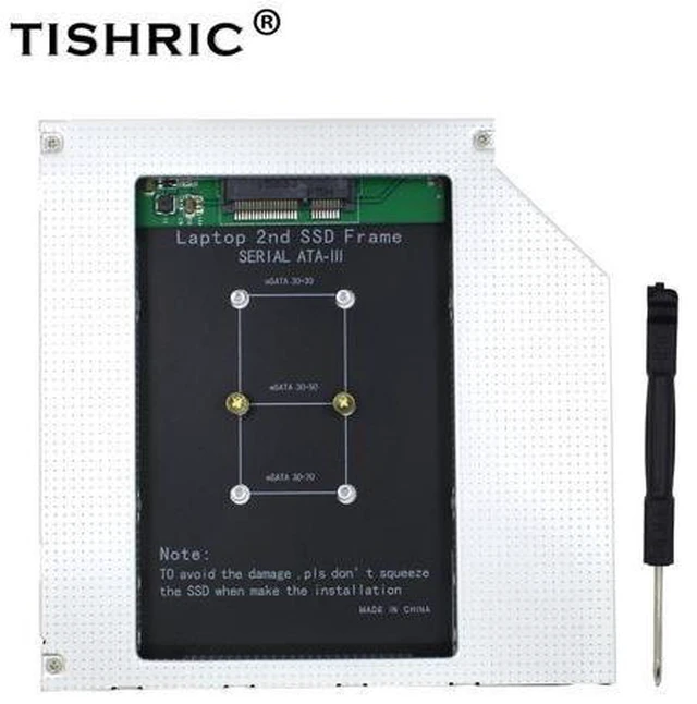 Alt view image 6 of 10 - 12.7mm Caddy MSATA 2nd HDD SSD Hard Drive Disk to SATA 3 Enclosure Adapter For Laptop DVD-ROM Optibay Aluminium Case Box
