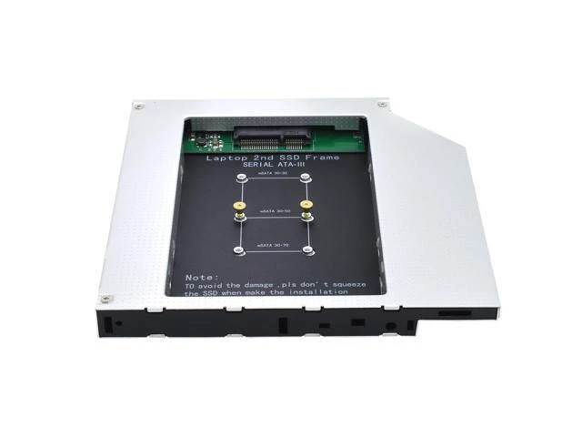 Alt view image 8 of 10 - 12.7mm Caddy MSATA 2nd HDD SSD Hard Drive Disk to SATA 3 Enclosure Adapter For Laptop DVD-ROM Optibay Aluminium Case Box