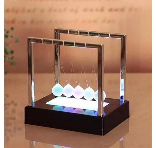 Alt view image 6 of 10 - LED Light Swing Balls Ornaments Balance Pool Physical Energy Conservation Model Metal Craft Living Room Decor Gift Toys