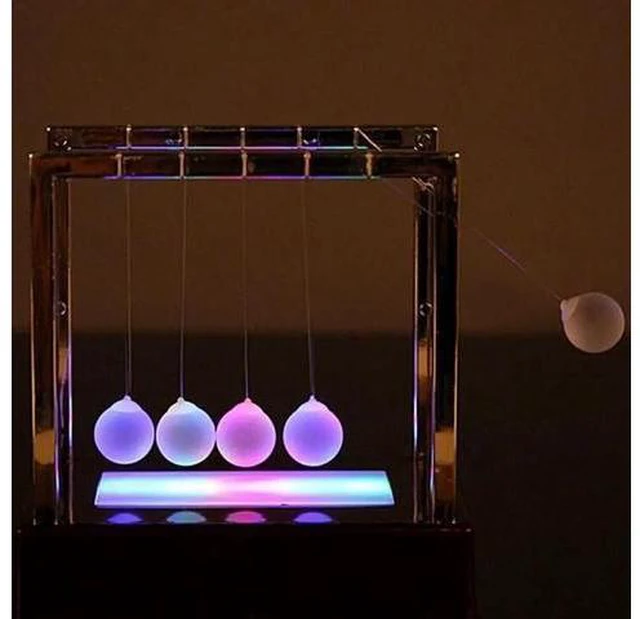Alt view image 8 of 10 - LED Light Swing Balls Ornaments Balance Pool Physical Energy Conservation Model Metal Craft Living Room Decor Gift Toys