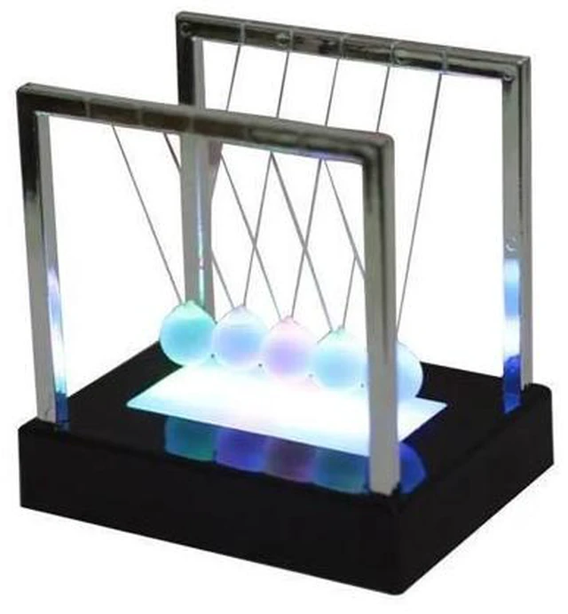 Alt view image 10 of 10 - LED Light Swing Balls Ornaments Balance Pool Physical Energy Conservation Model Metal Craft Living Room Decor Gift Toys