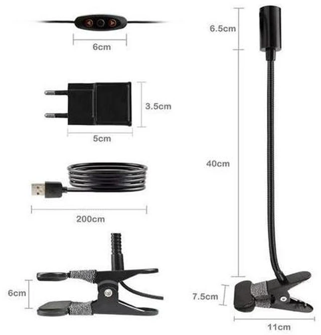 Alt view image 6 of 8 - Clip Light 3W Bed Lamp Flexible Gooseneck Reading Lamp Desk Lamp White Eye Care Clip Lamp