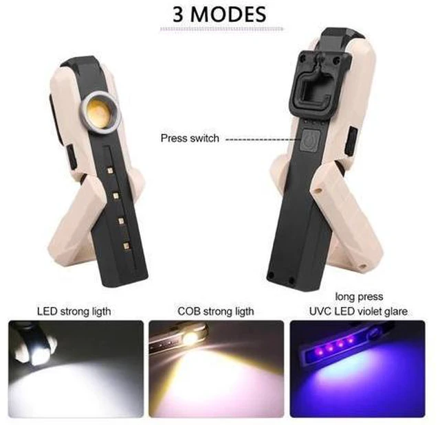 Alt view image 10 of 10 - UV UVC LED Work Lamp 270-280nm Disinfection Germicidal Sterilizer Light Flashlight Ultraviolet Light UVC Work Light