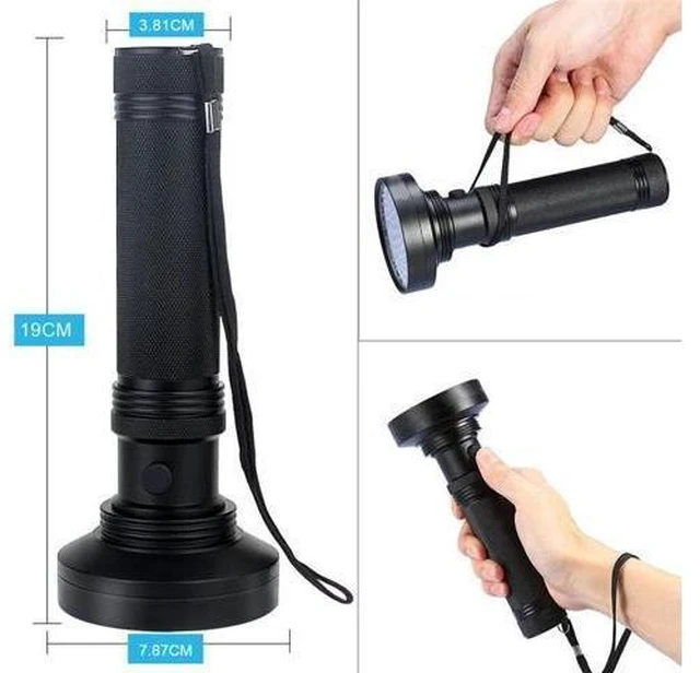 Alt view image 9 of 10 - UV Flashlights 100 LEDs Handheld Powerful Ultraviolet Black Light Scorpion Pet Dog and Cat Urine Stain Detector